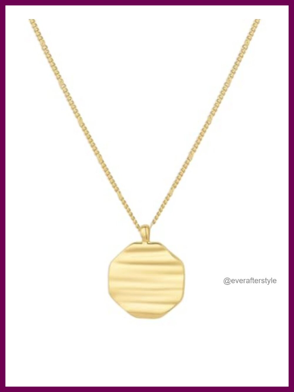 18k Gold Plated Brass Sunset Coin Necklace 16.5" Spring Ring Closure